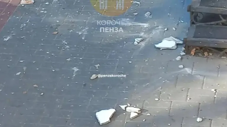 В Пензе с дома на Карла Маркса падает облицовка